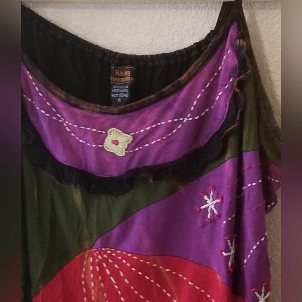 Boho Tie Dye Tank Top. Purple. Red. Black. Summer. Bohemian. - Picture 3 of 15